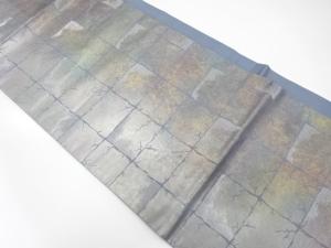 引箔　変わり格子模様織り出し　名古屋帯